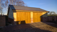 Brick and oak garage